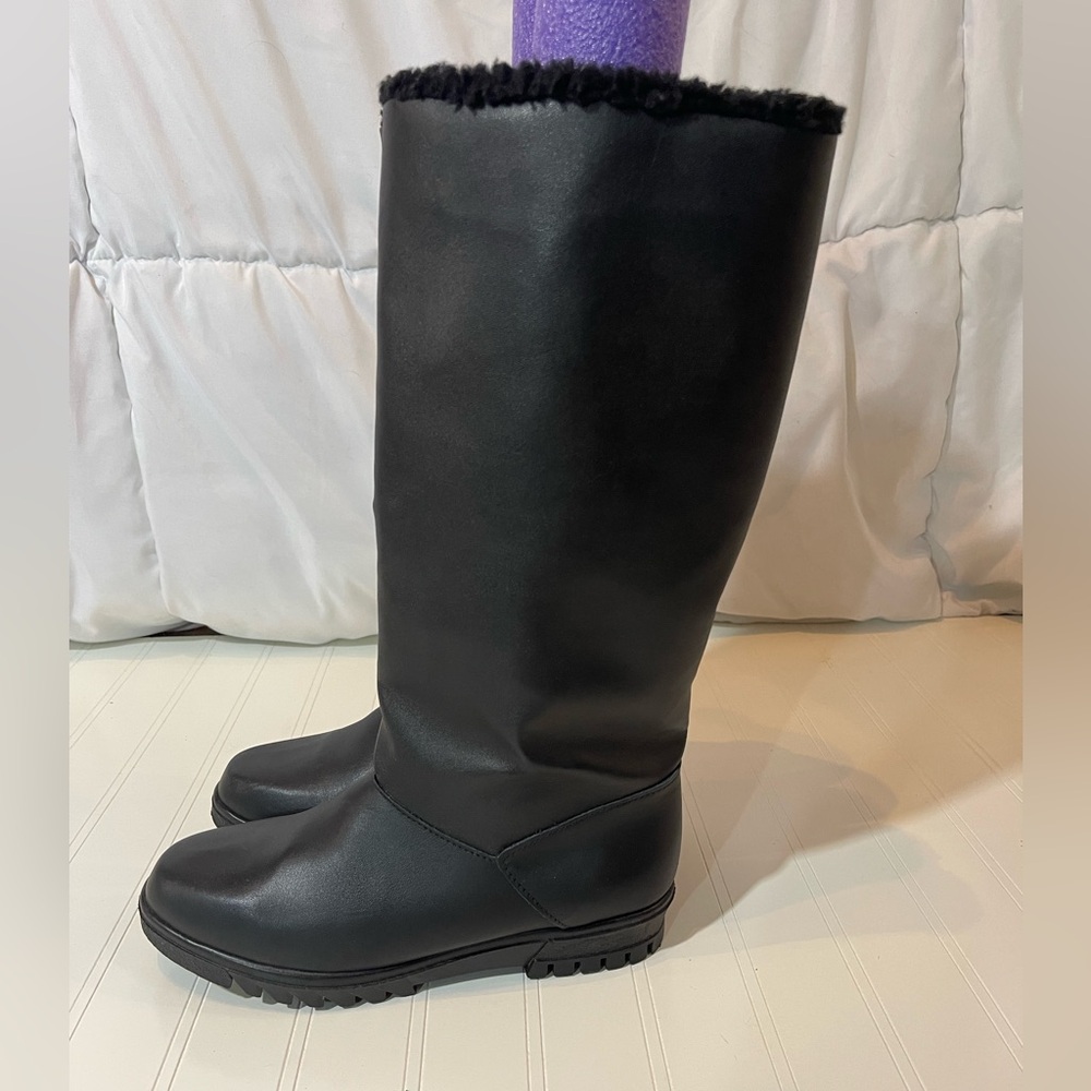 Toe Warmers Womens Glacier Black Leather Tall Winter Waterproof Boots Size 7.5